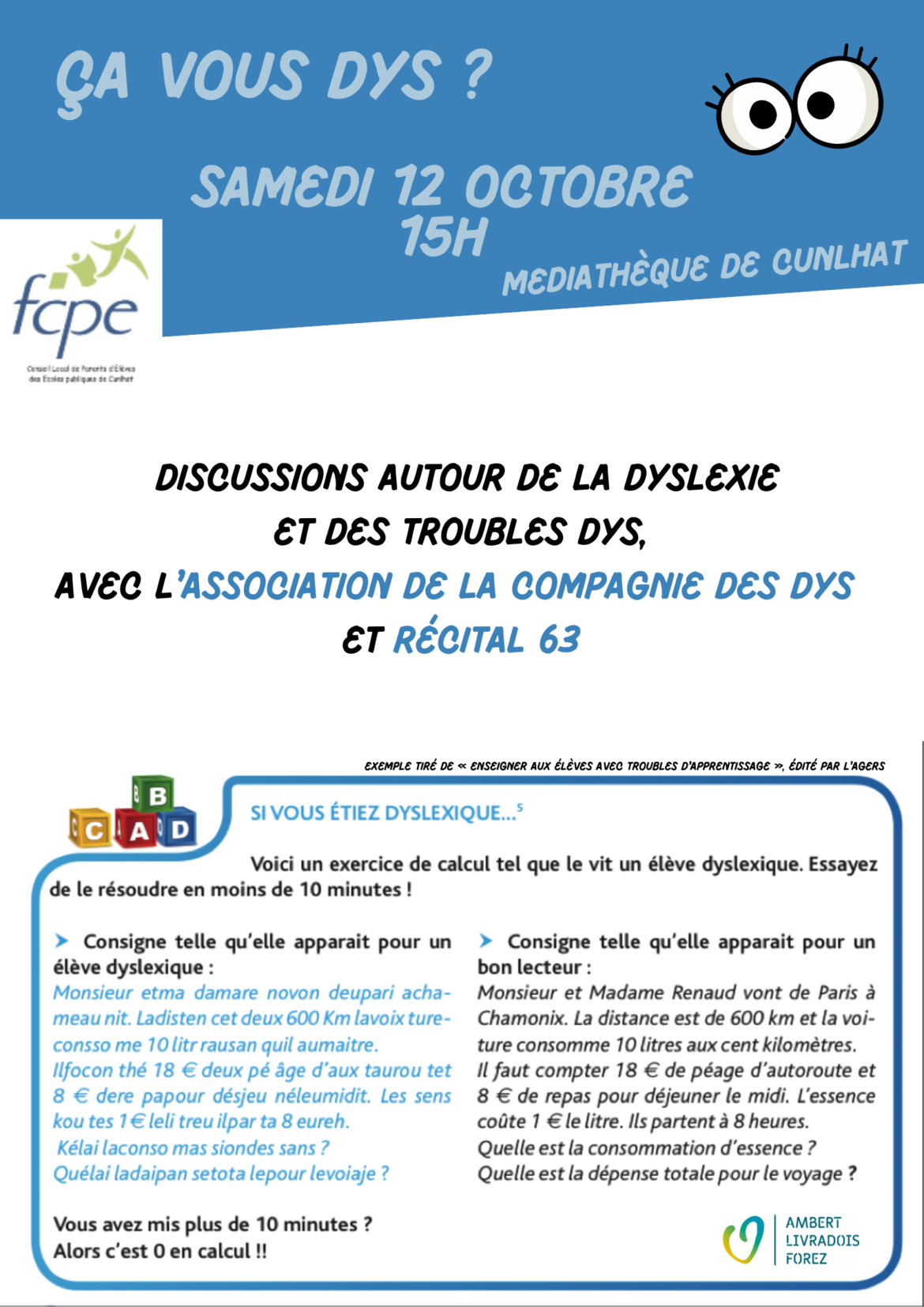 Rendez-vous le 12 octobre à la Médiathèque de Cunlhat !